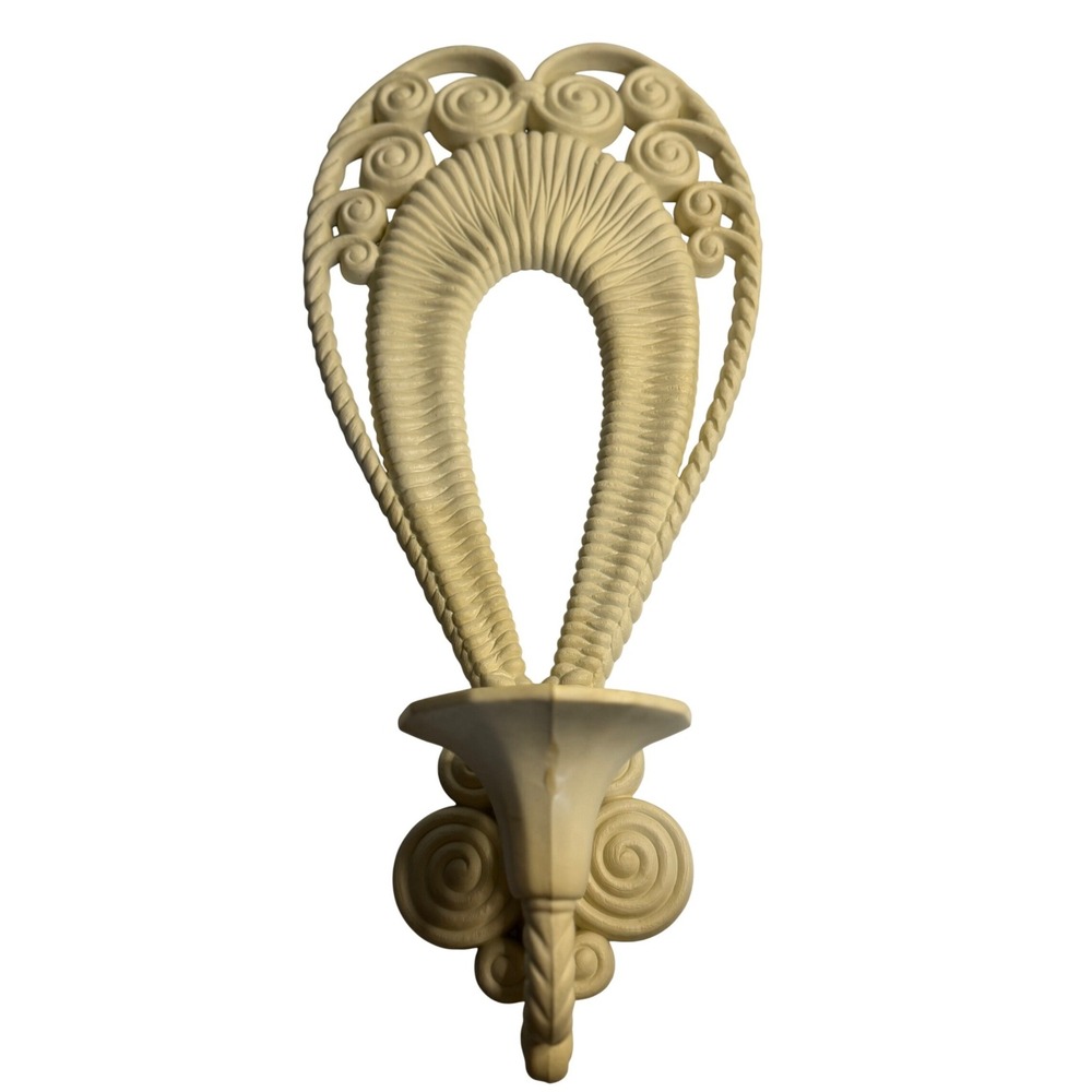 VTG Burwood Products Wall Sconce Candle Holder‎ Cream Hollywood Regency Ornate